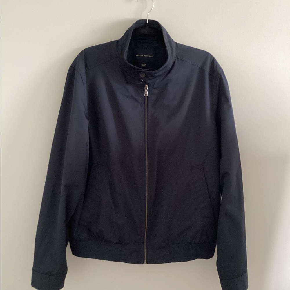 Banana Republic Navy Nylon Lightweight Bomber Jacket, Size XL